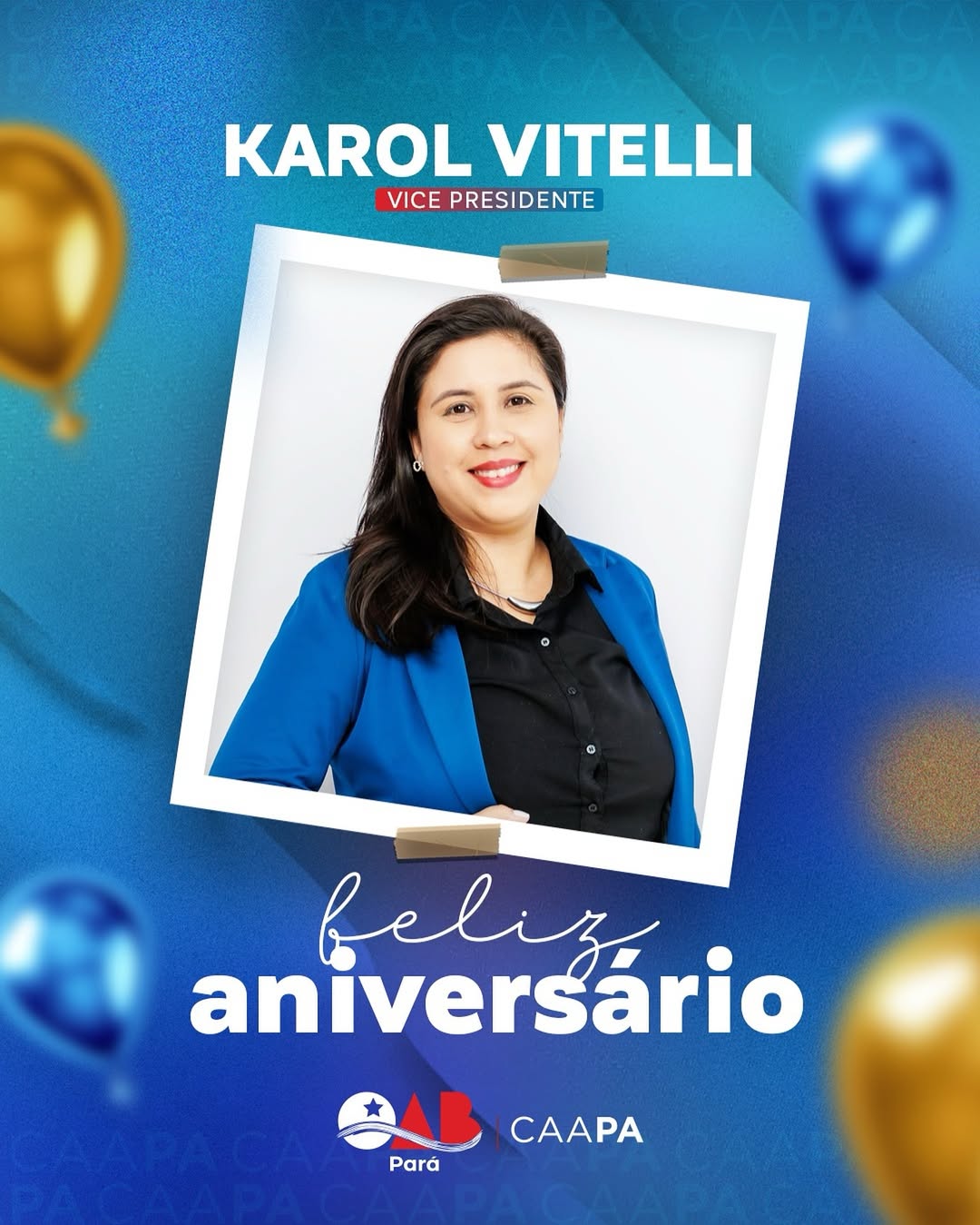Hoje é dia de celebrar a vida da querida vice-presidente da Caixa de Assistência da Advocacia do Pará, Dra. Karoliny Vitelli Silva, uma profissional dedicada e sempre sensível às causas da advocacia Paraense.