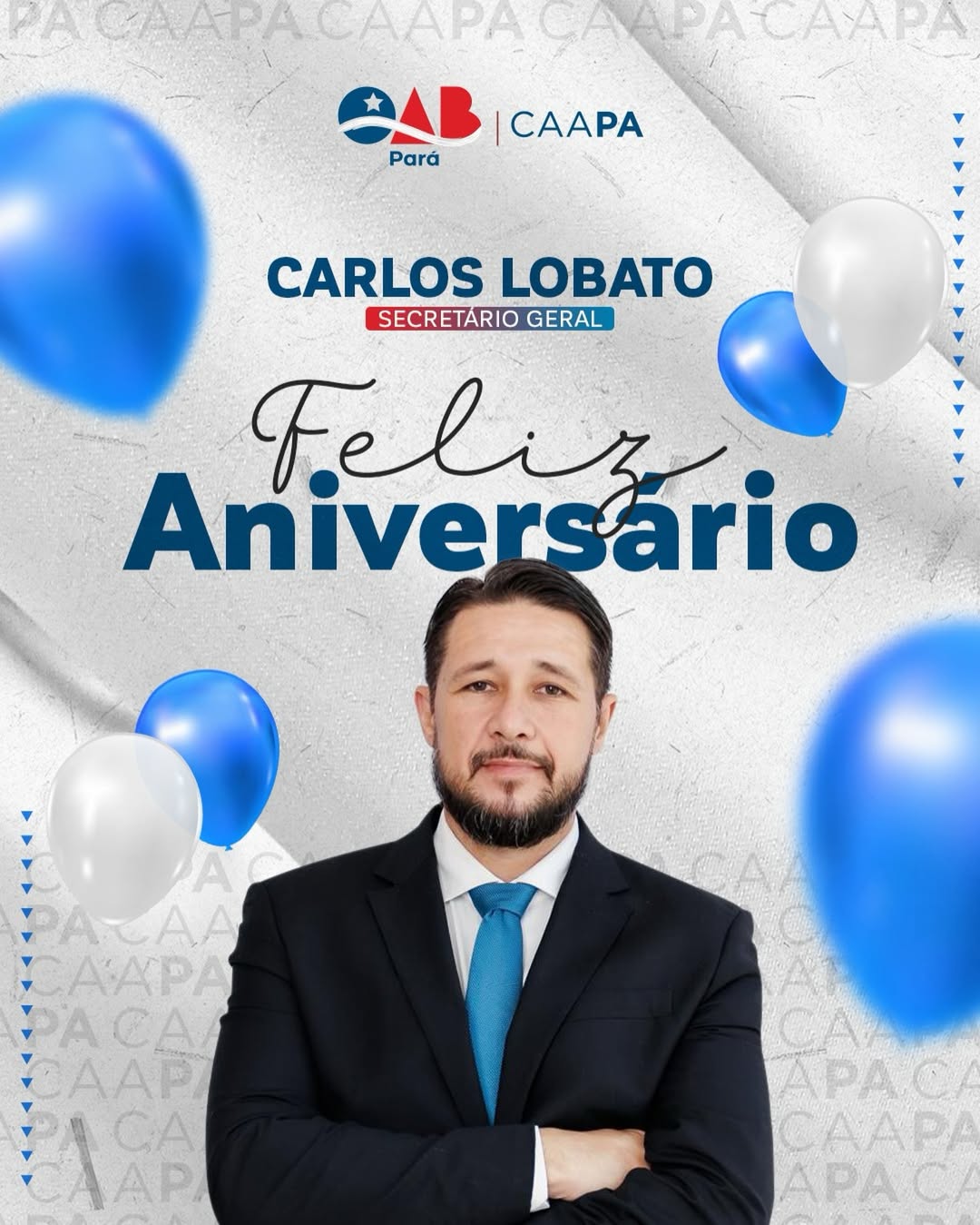 Hoje a Caixa de Assistência da Advocacia do Pará – CAAPA celebra o aniversário do nosso estimado Secretário-Geral e Diretor-Geral do Clube da Advocacia, Dr. Carlos Augusto Pinheiro Lobato dos Santos.