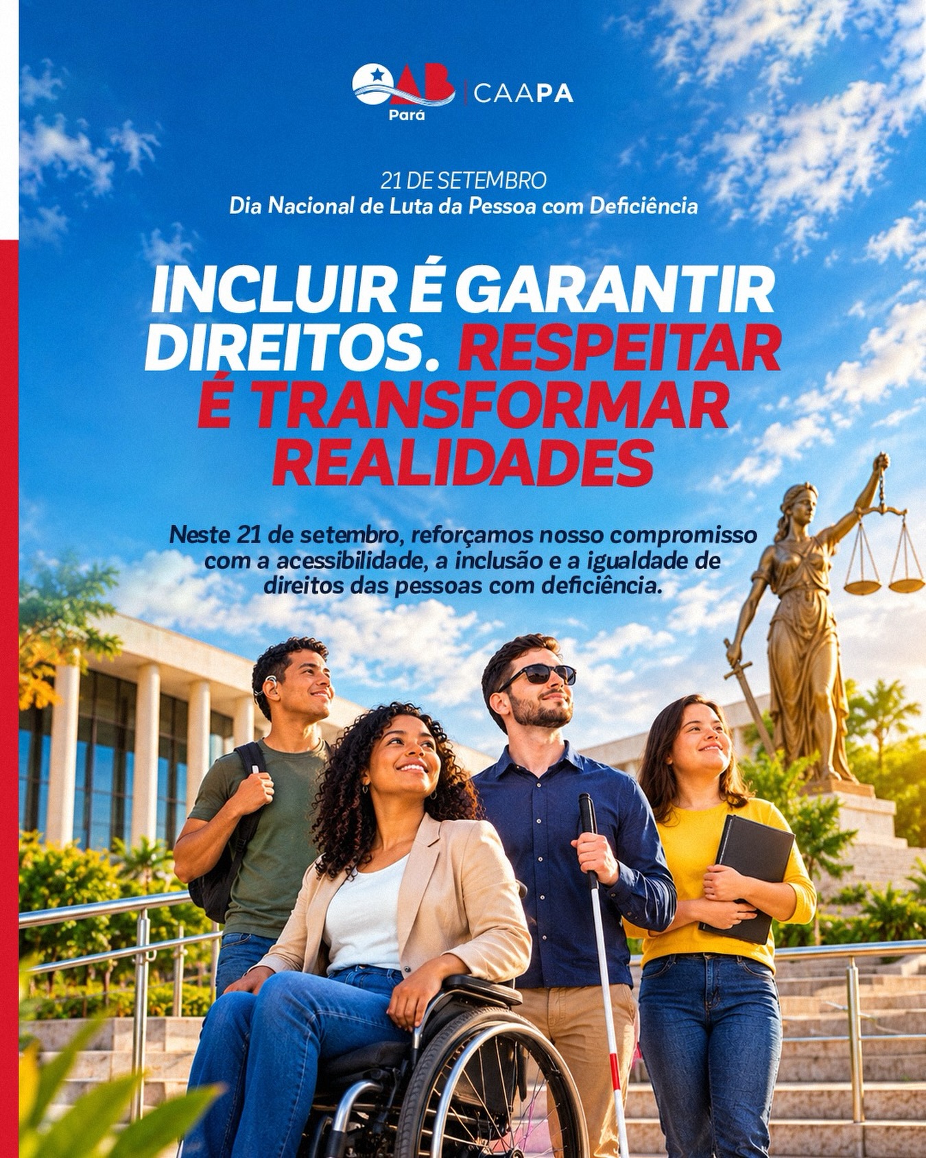 Hoje, 21 de setembro, celebramos o Dia Nacional de Luta da Pessoa com Deficiência, uma data de conscientização e compromisso com a construção de uma sociedade mais justa, acessível e inclusiva.